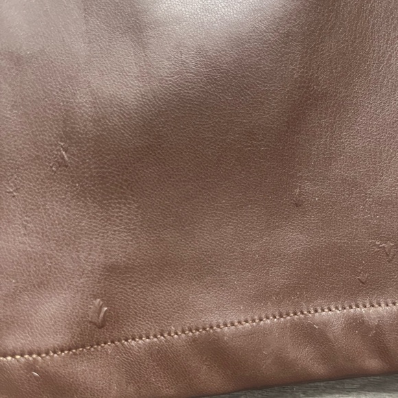 Lisa Says Gah Chocolate Brown Faux Leather Straight Leg Pants Size M/L - Picture 9 of 9